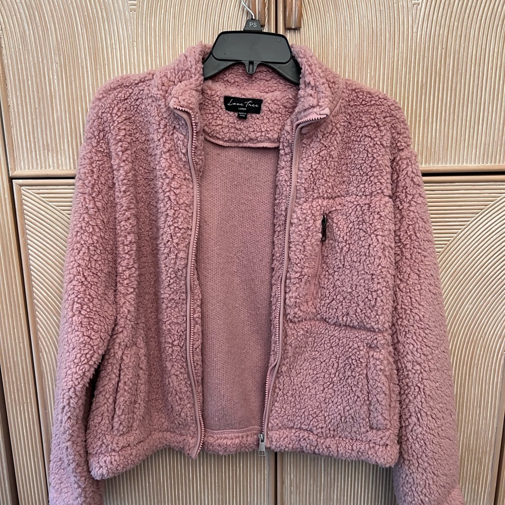 NWOT light pink/nudist fuzzy zip up jacket